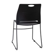 HERCULES Series Commercial Grade 660 lb. Capacity Black Plastic Stack Chair with Black Powder Coated Sled Base Frame and Integrated Carrying Handle, RUT-NC499A-BK-GG