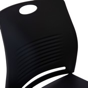 HERCULES Series Commercial Grade 660 lb. Capacity Black Plastic Stack Chair with Black Powder Coated Sled Base Frame and Integrated Carrying Handle, RUT-NC499A-BK-GG
