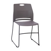 HERCULES Series Commercial Grade 660 lb. Capacity Gray Plastic Stack Chair with Black Powder Coated Sled Base Frame and Integrated Carrying Handle, RUT-NC499A-GY-GG