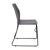 HERCULES Series Commercial Grade 660 lb. Capacity Gray Plastic Stack Chair with Black Powder Coated Sled Base Frame and Integrated Carrying Handle, RUT-NC499A-GY-GG