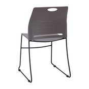 HERCULES Series Commercial Grade 660 lb. Capacity Gray Plastic Stack Chair with Black Powder Coated Sled Base Frame and Integrated Carrying Handle, RUT-NC499A-GY-GG