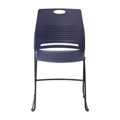 HERCULES Series Commercial Grade 660 lb. Capacity Navy Plastic Stack Chair with Black Powder Coated Sled Base Frame and Integrated Carrying Handle, RUT-NC499A-NAVY-GG