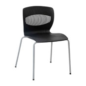 HERCULES Series Commercial Grade 770 lb. Capacity Ergonomic Stack Chair with Lumbar Support and Silver Steel Frame - Black, RUT-NC618-BK-GG