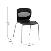 HERCULES Series Commercial Grade 770 lb. Capacity Ergonomic Stack Chair with Lumbar Support and Silver Steel Frame - Black, RUT-NC618-BK-GG