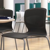 HERCULES Series Commercial Grade 770 lb. Capacity Ergonomic Stack Chair with Lumbar Support and Silver Steel Frame - Black, RUT-NC618-BK-GG