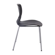HERCULES Series Commercial Grade 770 lb. Capacity Ergonomic Stack Chair with Lumbar Support and Silver Steel Frame - Black, RUT-NC618-BK-GG