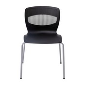 HERCULES Series Commercial Grade 770 lb. Capacity Ergonomic Stack Chair with Lumbar Support and Silver Steel Frame - Black, RUT-NC618-BK-GG