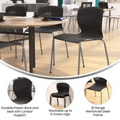 HERCULES Series Commercial Grade 770 lb. Capacity Ergonomic Stack Chair with Lumbar Support and Silver Steel Frame - Black, RUT-NC618-BK-GG