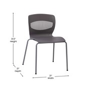 HERCULES Series Commercial Grade 770 lb. Capacity Ergonomic Stack Chair with Lumbar Support and Silver Steel Frame - Gray, RUT-NC618-GY-GG