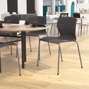 HERCULES Series Commercial Grade 770 lb. Capacity Ergonomic Stack Chair with Lumbar Support and Silver Steel Frame - Gray, RUT-NC618-GY-GG