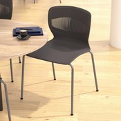 HERCULES Series Commercial Grade 770 lb. Capacity Ergonomic Stack Chair with Lumbar Support and Silver Steel Frame - Gray, RUT-NC618-GY-GG