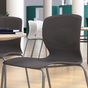 HERCULES Series Commercial Grade 770 lb. Capacity Ergonomic Stack Chair with Lumbar Support and Silver Steel Frame - Gray, RUT-NC618-GY-GG