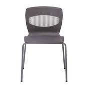 HERCULES Series Commercial Grade 770 lb. Capacity Ergonomic Stack Chair with Lumbar Support and Silver Steel Frame - Gray, RUT-NC618-GY-GG