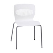 HERCULES Series Commercial Grade 770 lb. Capacity Ergonomic Stack Chair with Lumbar Support and Silver Steel Frame - White, RUT-NC618-WH-GG
