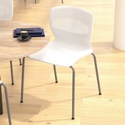 HERCULES Series Commercial Grade 770 lb. Capacity Ergonomic Stack Chair with Lumbar Support and Silver Steel Frame - White, RUT-NC618-WH-GG