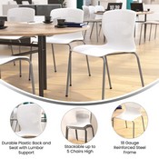 HERCULES Series Commercial Grade 770 lb. Capacity Ergonomic Stack Chair with Lumbar Support and Silver Steel Frame - White, RUT-NC618-WH-GG