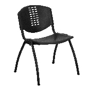HERCULES Series 880 lb. Capacity Black Plastic Stack Chair with Oval Cutout Back and Black Frame, RUT-NF01A-BK-GG
