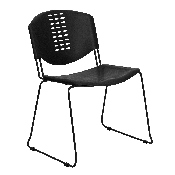 HERCULES Series 400 lb. Capacity Black Plastic Stack Chair with Black Frame, RUT-NF02-BK-GG