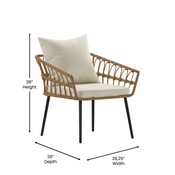 Evin Set of 2 Boho Indoor/Outdoor Rope Rattan Wicker Patio Chairs with Cream All-Weather Cushions, Natural, SB-1960-CH-CREAM-GG