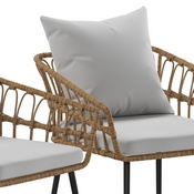 Evin Set of 2 Boho Indoor/Outdoor Rope Rattan Wicker Patio Chairs with Gray All-Weather Cushions, Natural, SB-1960-CH-GY-GG