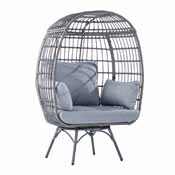 Zola Commercial Gray Indoor/Outdoor Oversized Wicker Egg Swivel Lounge Chair with 4 Cushions for Living Room, Patio, and Backyard Use, SB-C-335-GY-GY-GG