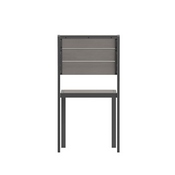 Finch Commercial Grade Armless Patio Chair, Stackable Side Chair with Faux Teak Poly Slats and Metal Frame, Gray/Gray, SB-CA108-GRY-GG
