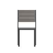 Finch Commercial Grade Armless Patio Chair, Stackable Side Chair with Faux Teak Poly Slats and Metal Frame, Gray/Gray, SB-CA108-GRY-GG