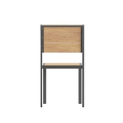 Finch Commercial Grade Armless Patio Chair, Stackable Side Chair with Faux Teak Poly Slats and Metal Frame, Natural/Gray, SB-CA108-NAT-GG