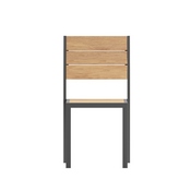 Finch Commercial Grade Armless Patio Chair, Stackable Side Chair with Faux Teak Poly Slats and Metal Frame, Natural/Gray, SB-CA108-NAT-GG