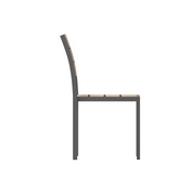 Finch Commercial Grade Armless Patio Chair, Stackable Side Chair with Faux Teak Poly Slats and Metal Frame, Natural/Gray, SB-CA108-NAT-GG