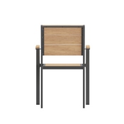 Finch Commercial Grade Patio Chair with Arms, Stackable Side Chair with Faux Teak Poly Slats and Metal Frame, Natural/Gray, SB-CA108-WA-NAT-GG