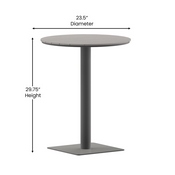 Finch Commercial Grade Round 24" Table with Faux Teak Poly Slats and Steel Frame, Gray/Gray, SB-TB106-GRY-GG