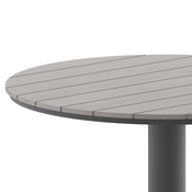 Finch Commercial Grade Round 24" Table with Faux Teak Poly Slats and Steel Frame, Gray/Gray, SB-TB106-GRY-GG