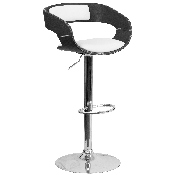 Bentwood Two Tone Black & White Vinyl Adjustable Height Barstool, SD-2207-GG