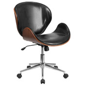 Mid-Back Walnut Wood Conference Office Chair in Black LeatherSoft, SD-SDM-2240-5-BK-GG