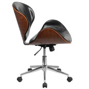 Mid-Back Walnut Wood Conference Office Chair in Black LeatherSoft, SD-SDM-2240-5-BK-GG