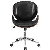 Mid-Back Walnut Wood Conference Office Chair in Black LeatherSoft, SD-SDM-2240-5-BK-GG