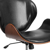 Mid-Back Walnut Wood Conference Office Chair in Black LeatherSoft, SD-SDM-2240-5-BK-GG