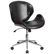 Mid-Back Mahogany Wood Conference Office Chair in Black LeatherSoft, SD-SDM-2240-5-MAH-BK-GG
