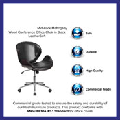Mid-Back Mahogany Wood Conference Office Chair in Black LeatherSoft, SD-SDM-2240-5-MAH-BK-GG