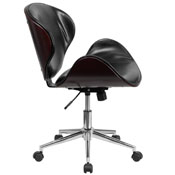 Mid-Back Mahogany Wood Conference Office Chair in Black LeatherSoft, SD-SDM-2240-5-MAH-BK-GG