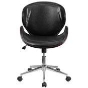 Mid-Back Mahogany Wood Conference Office Chair in Black LeatherSoft, SD-SDM-2240-5-MAH-BK-GG