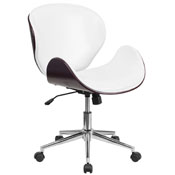 Mid-Back Mahogany Wood Conference Office Chair in White LeatherSoft, SD-SDM-2240-5-MAH-WH-GG