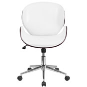 Mid-Back Mahogany Wood Conference Office Chair in White LeatherSoft, SD-SDM-2240-5-MAH-WH-GG