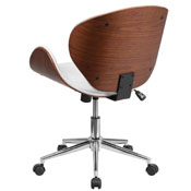 Mid-Back Walnut Wood Conference Office Chair in White LeatherSoft, SD-SDM-2240-5-WH-GG