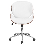 Mid-Back Walnut Wood Conference Office Chair in White LeatherSoft, SD-SDM-2240-5-WH-GG