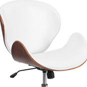 Mid-Back Walnut Wood Conference Office Chair in White LeatherSoft, SD-SDM-2240-5-WH-GG