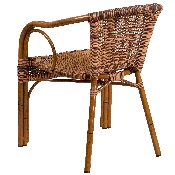 Cadiz Series Burning Brown Rattan Restaurant Patio Chair with Dark Red Bamboo-Aluminum Frame, SDA-AD632009D-1-GG