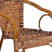 Cadiz Series Burning Brown Rattan Restaurant Patio Chair with Dark Red Bamboo-Aluminum Frame, SDA-AD632009D-1-GG