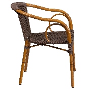 Cadiz Series Dark Brown Rattan Restaurant Patio Chair with Red Bamboo-Aluminum Frame, SDA-AD632009D-2-GG